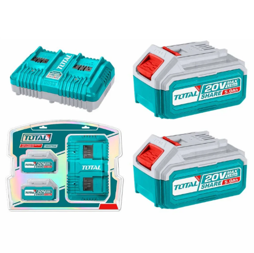 Immagine di BATTERIE KIT LITIO 20V 2X5 AH+ CARICABATTERIE TOTAL PROMO