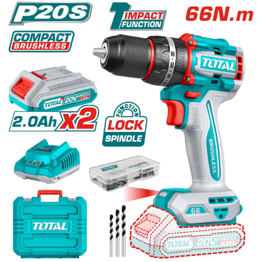 Immagine di TRAPANO 20V PRO BRUSHL.66NM TOTAL CON 2 BATT.2AH